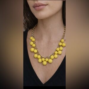 💛 Yellow & Silver Beaded Bib Statement Necklace 💛